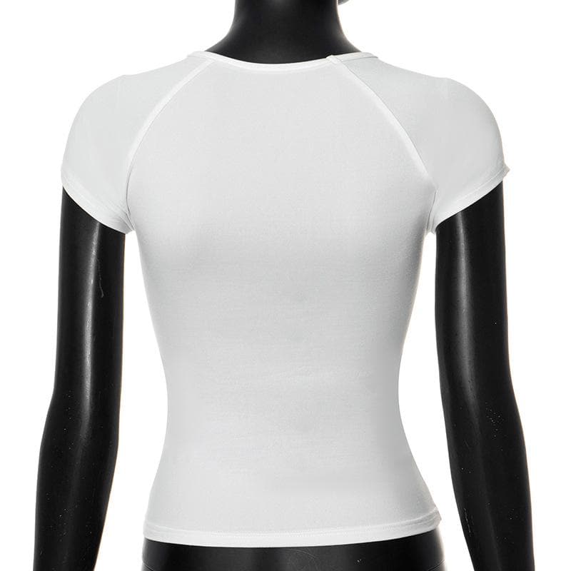 Short sleeve ruched crewneck solid top