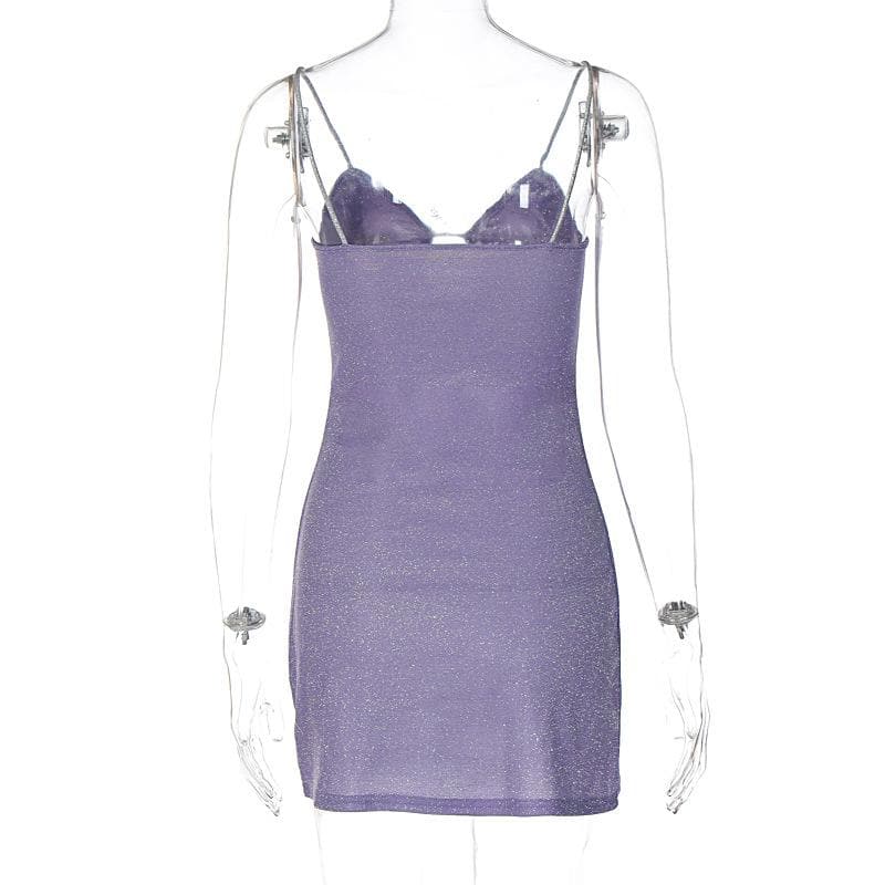 Sweetheart Hollow Out Bustier Glitter Knit Bodycon Mini Dress