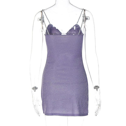 Sweetheart Hollow Out Bustier Glitter Knit Bodycon Mini Dress