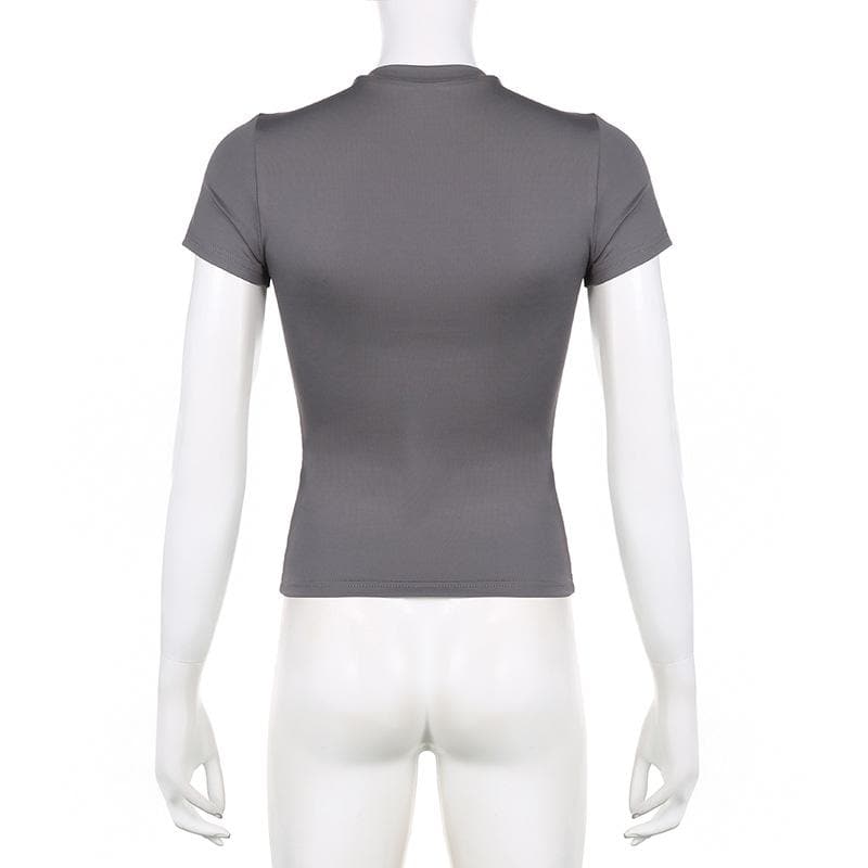 Short sleeve crewneck solid top