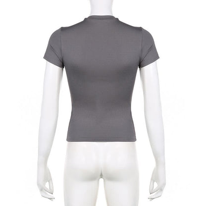 Short sleeve crewneck solid top