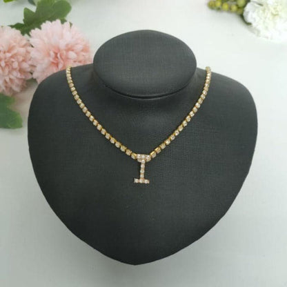 Initials pendant rhinestone chocker