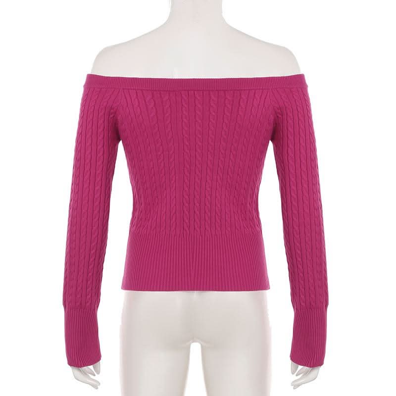 Long sleeve off shoulder solid sweater top