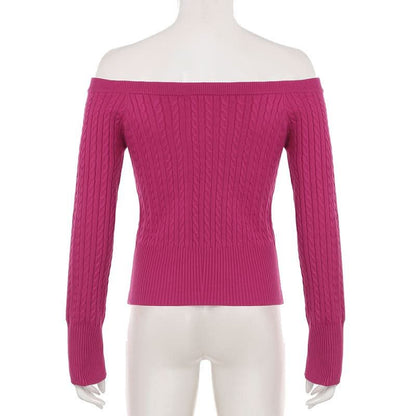 Long sleeve off shoulder solid sweater top