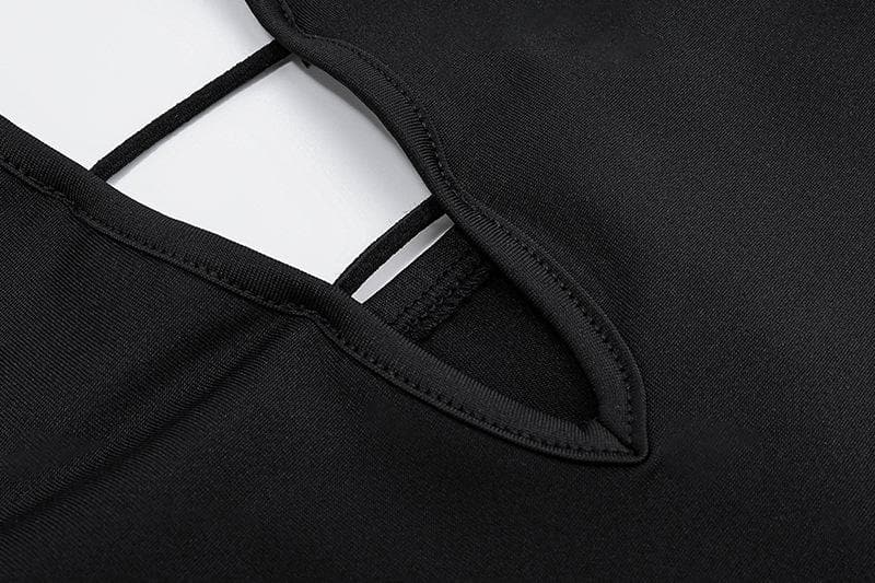 Halter irregular v neck backless solid crop top