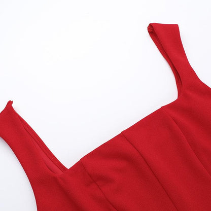 Square neck ruched stitch zip-up cami mini dress
