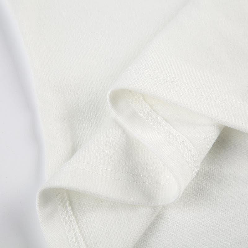 Short sleeve bowknot embroidery stitch top