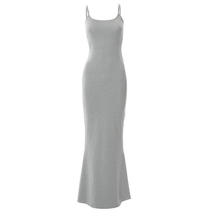 Spaghetti Strap Scoop Neck Mermaid Hem Bodycon Maxi Dress