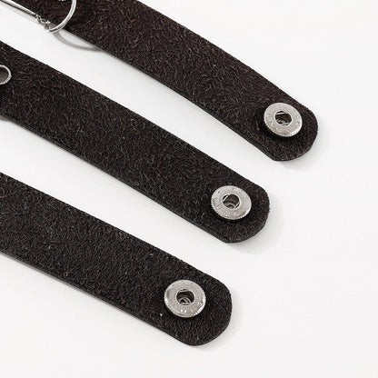 PU leather rivet animal decor o ring chocker