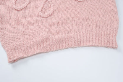 Crewneck long sleeve knitted abstract pattern top