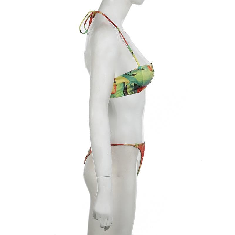 Halter fruit print o ring pant set