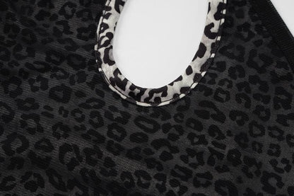 Leopard print cross front hollow out cami cut out top