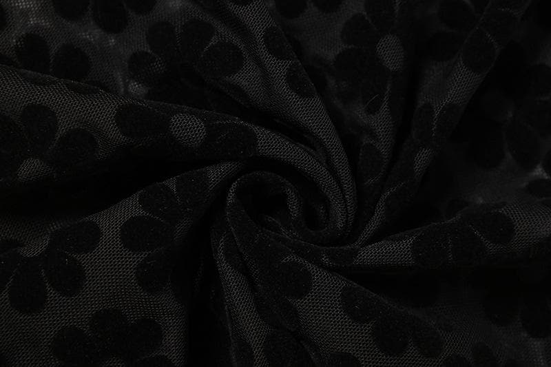 Mesh see through floral embroidery O ring hollow out halter cut out maxi dress