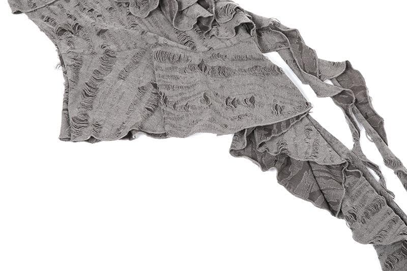 V neck ruffle irregular backless solid cami top