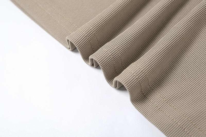 U neck metal tag ribbed cami maxi dress