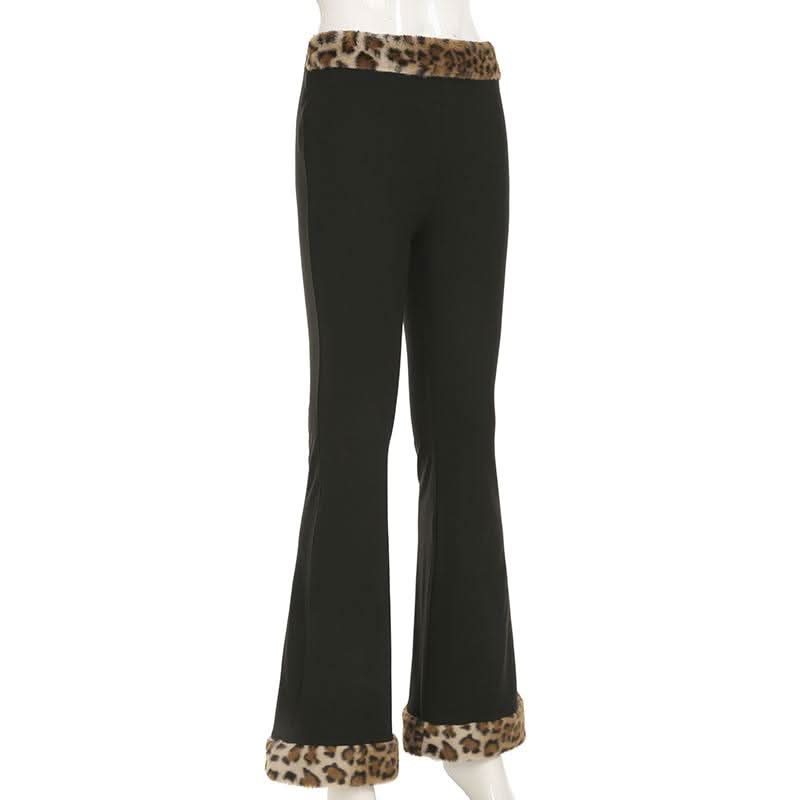 Leopard print fluffy low rise pant