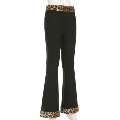 Leopard print fluffy low rise pant