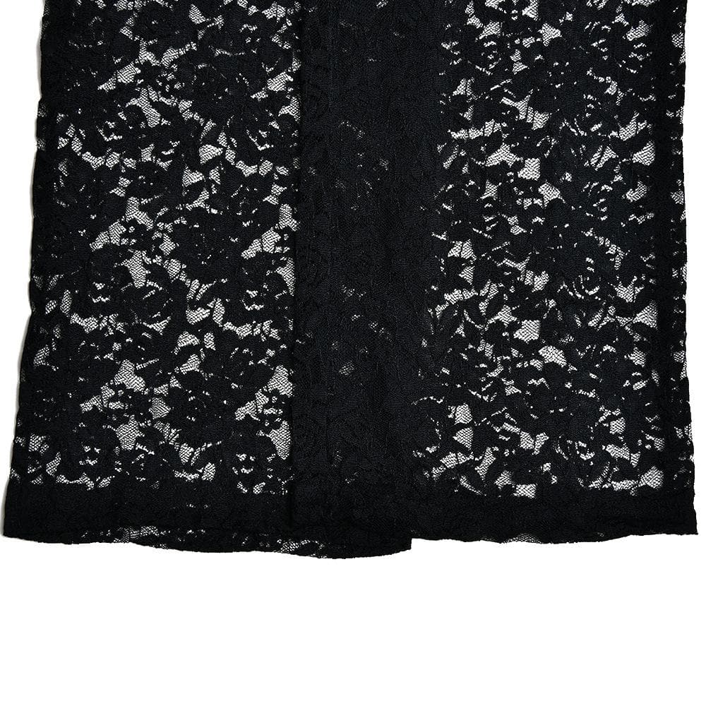 Lace high rise solid patchwork straight leg pant