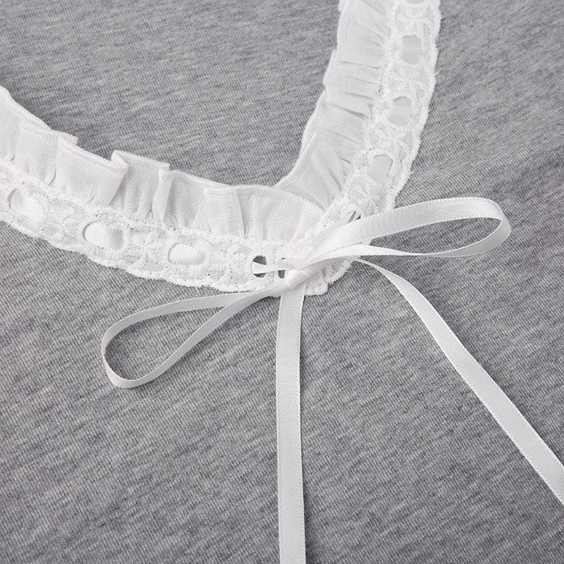 Flared sleeve ruffle patchwork long sleeve contrast top