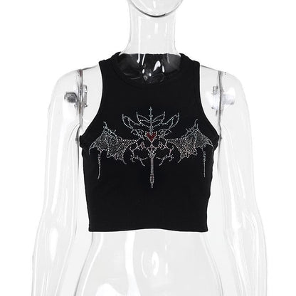 Sleeveless crewneck beaded tank crop top