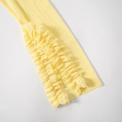 Long sleeve ruffle hollow out v neck sheer mesh cut out maxi dress