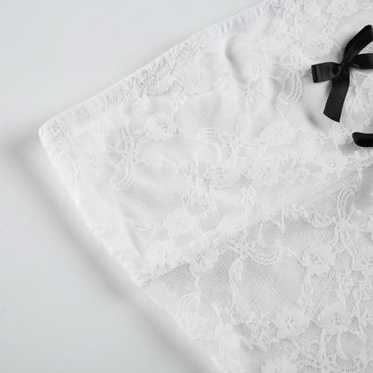 Bowknot lace slit tube top