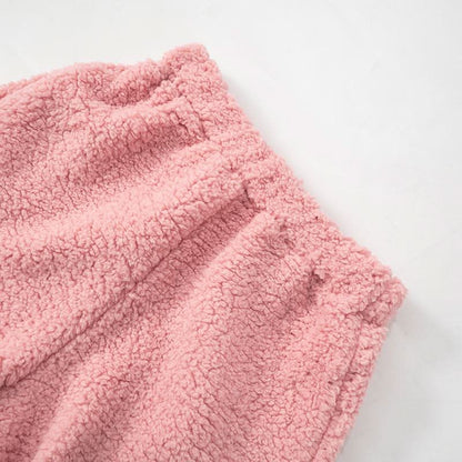 Long sleeve fluffy zip-up pant set