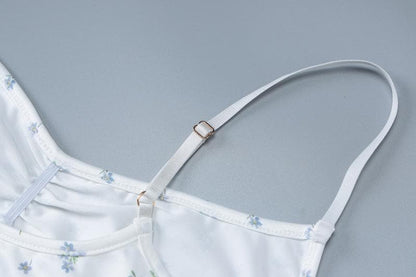 Backless flower print cami maxi dress