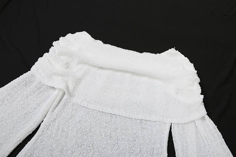 Long sleeve off shoulder knitted mini dress