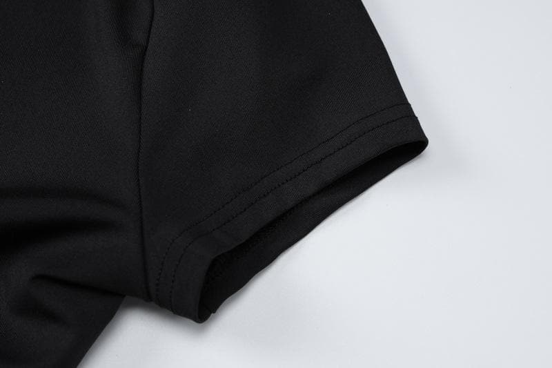 Short sleeve round neck solid backless top