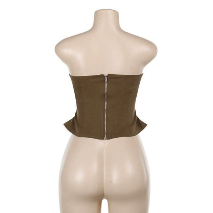Corset backless lace up tube top