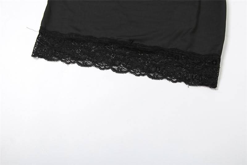 Long sleeve off shoulder lace hem hollow out cut out mini dress