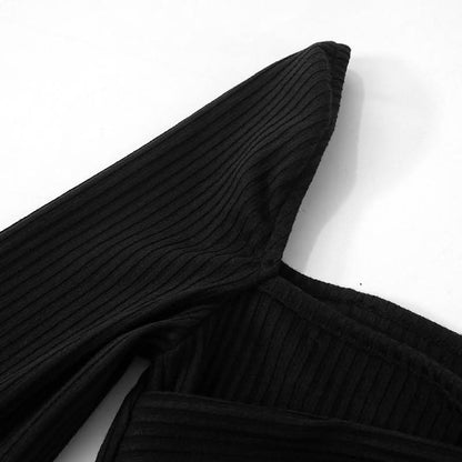 Long sleeve ruched textured irregular knotted maxi dress