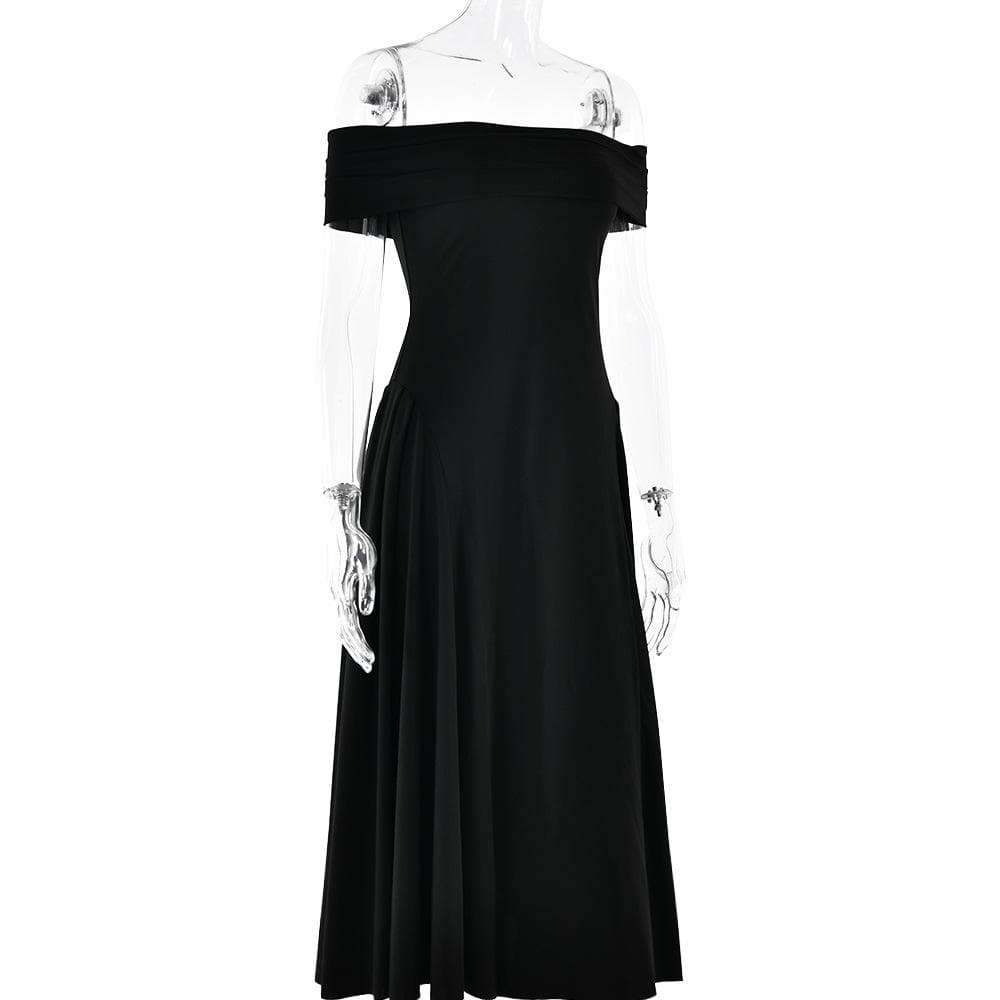 Off shoulder ruched solid backless midi dress