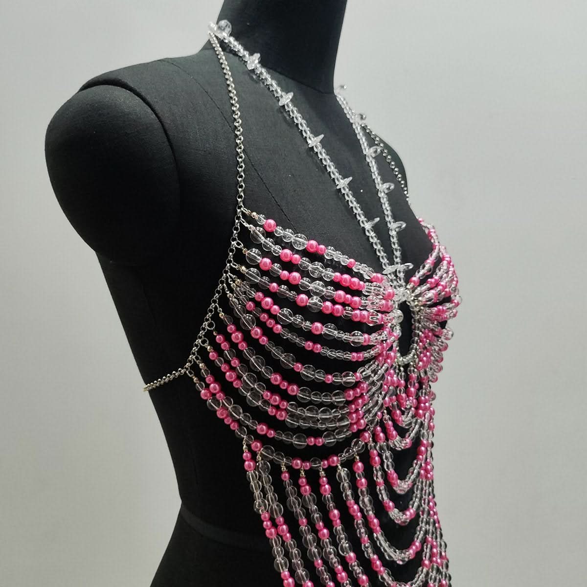 Halter hollow out beaded backless cut out top