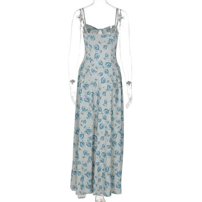Sweetheart neck flower print cami maxi dress