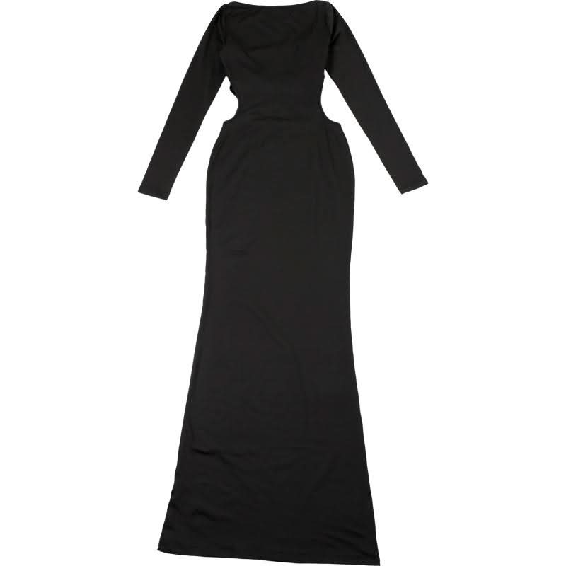 Long sleeve u neck hollow out cut out maxi dress