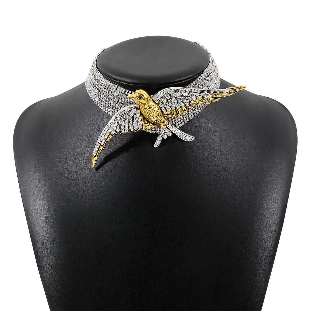 Layered swallow decor choker necklace