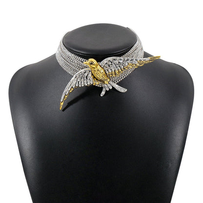 Layered swallow decor choker necklace
