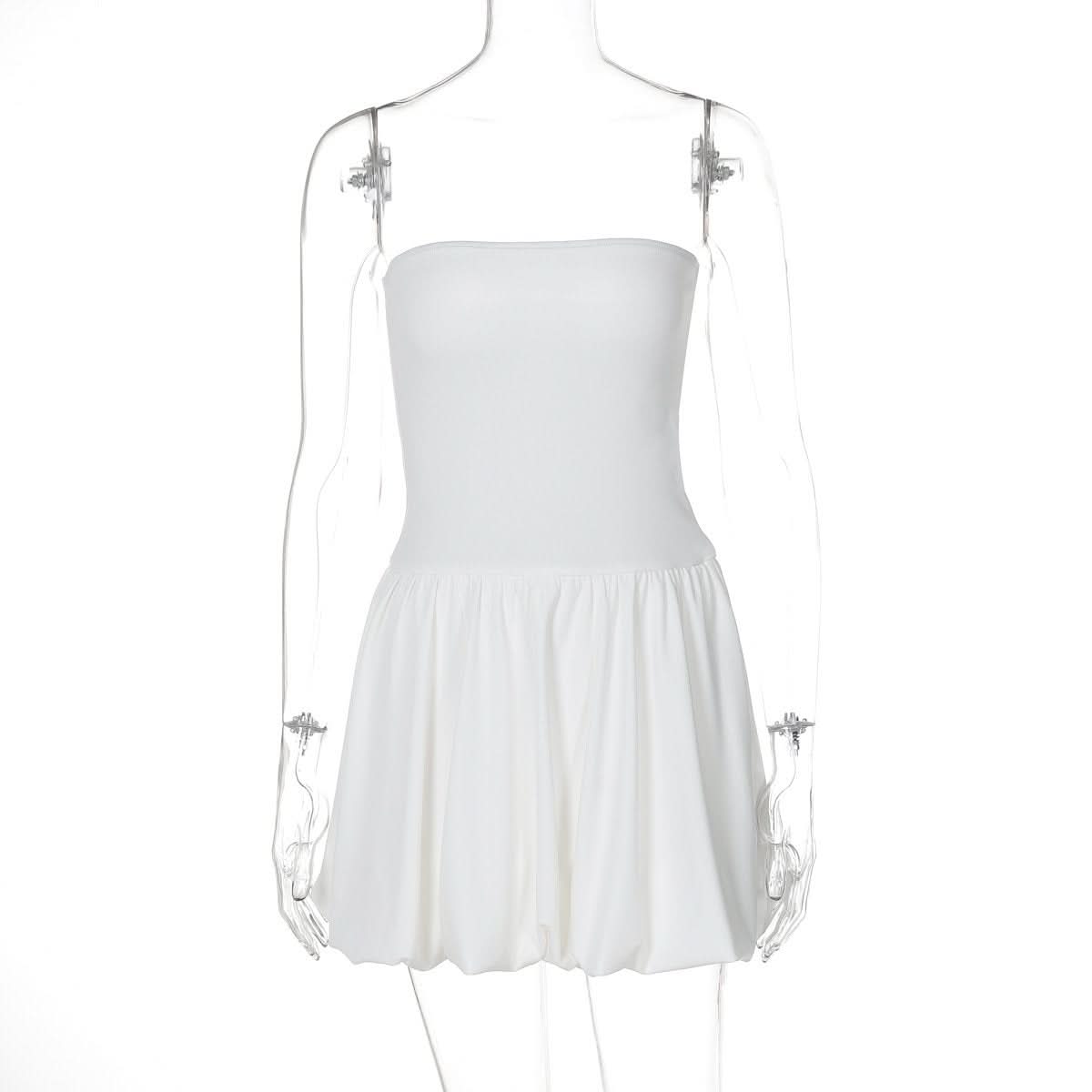 Backless solid A-line tube mini dress