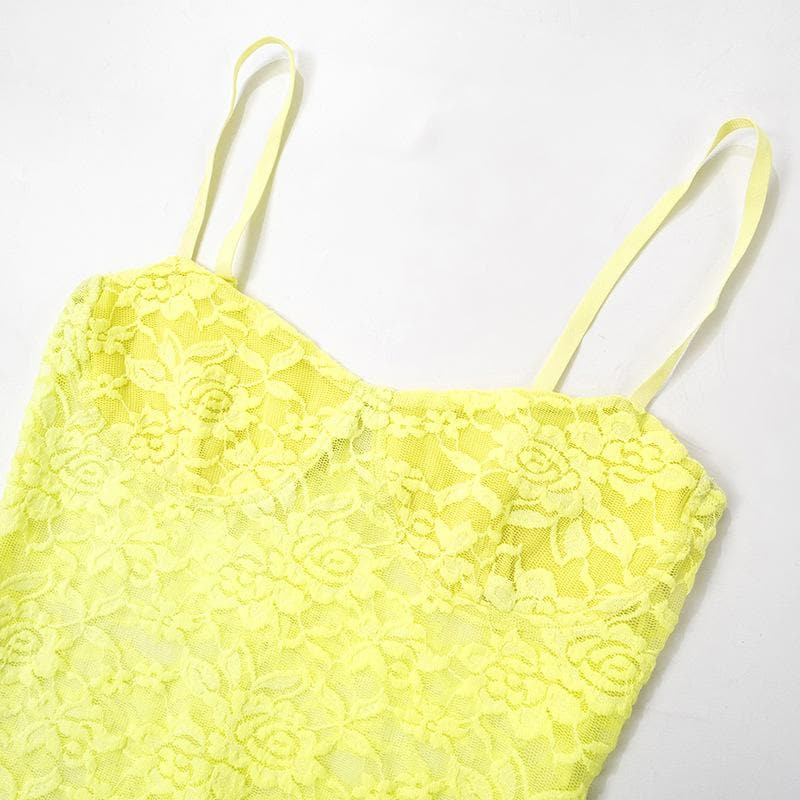 Sweetheart neck see through lace cami maxi dress