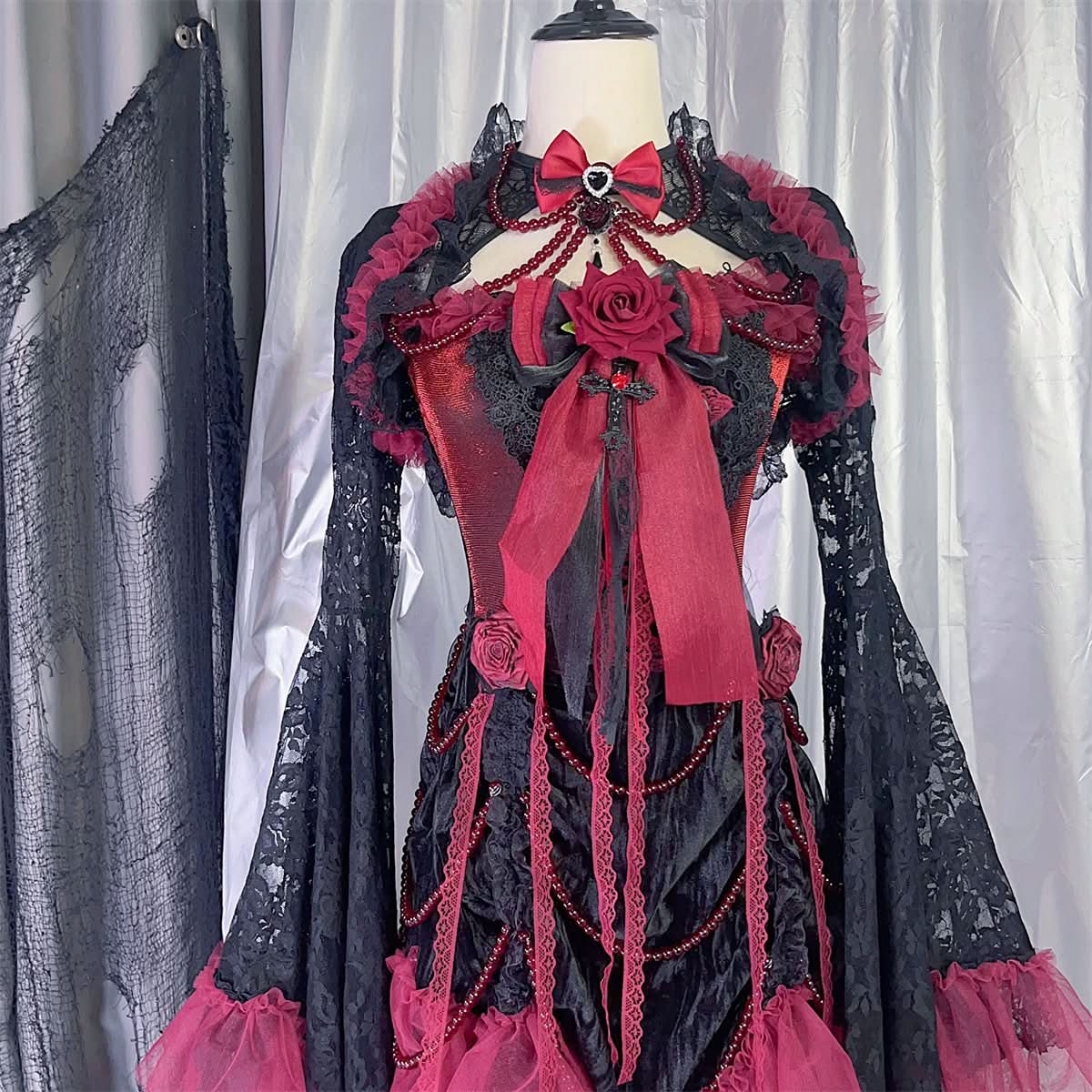 Bowknot ruffle mesh beaded shrug 2 piece cami mini dress