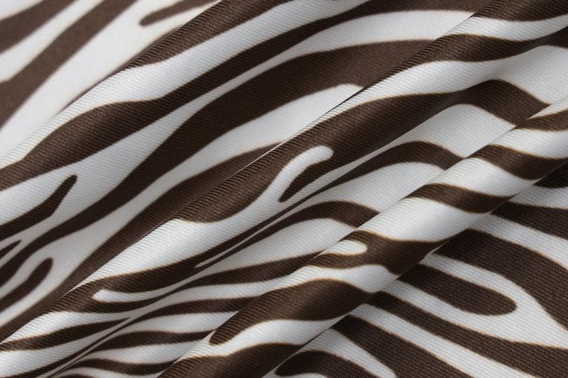 Zebra Print Criss Cross Back Cowl Neck Mermaid Maxi Dress