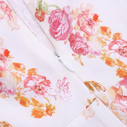 Floral Print Ruched Tie Neck Wide Strap Sleeveless A-Line Maxi Dress