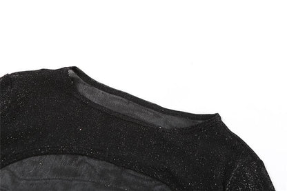 Textured long sleeve crewneck shrug 2 piece crop top