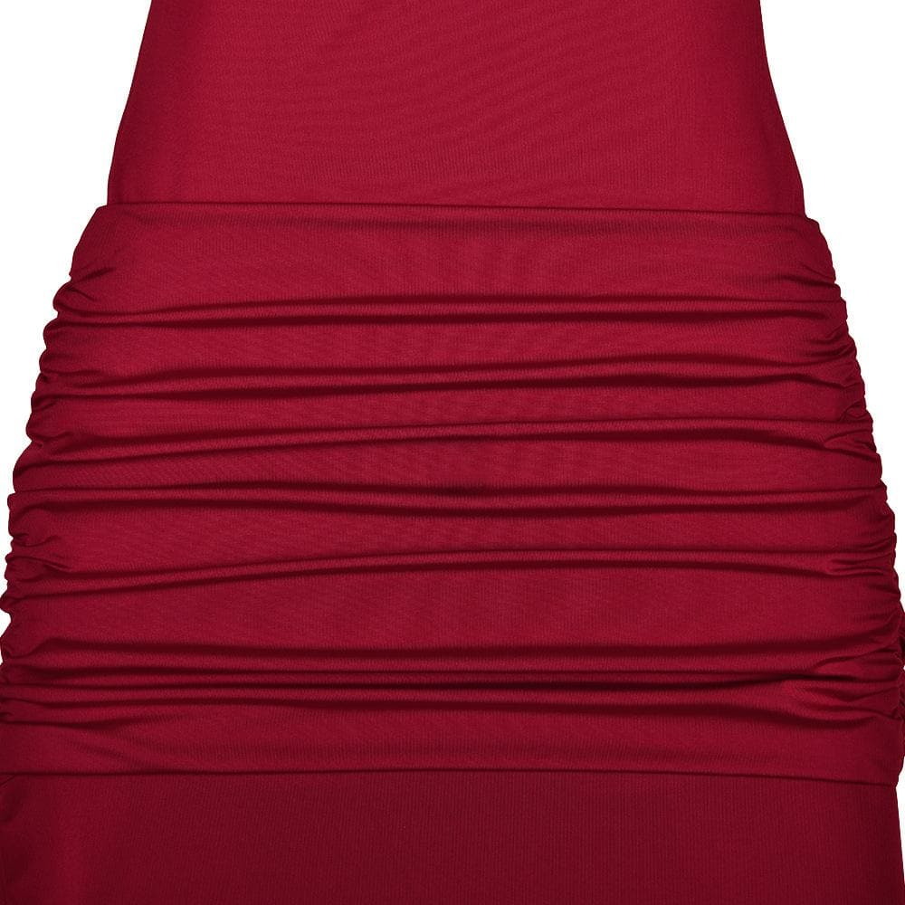 Long sleeve crewneck ruched cross front maxi dress