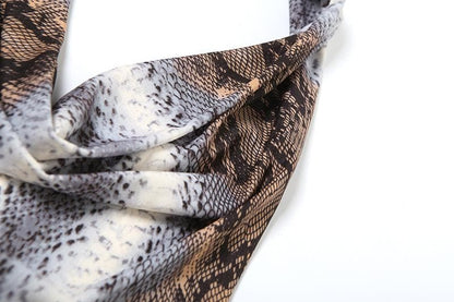 Snakeskin print halter ruched top