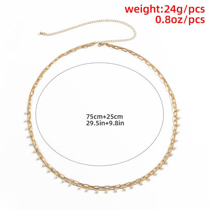 Faux pearl chain layered waist chain