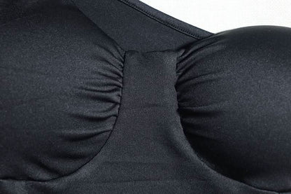 Off shoulder padded solid ruffle mini dress