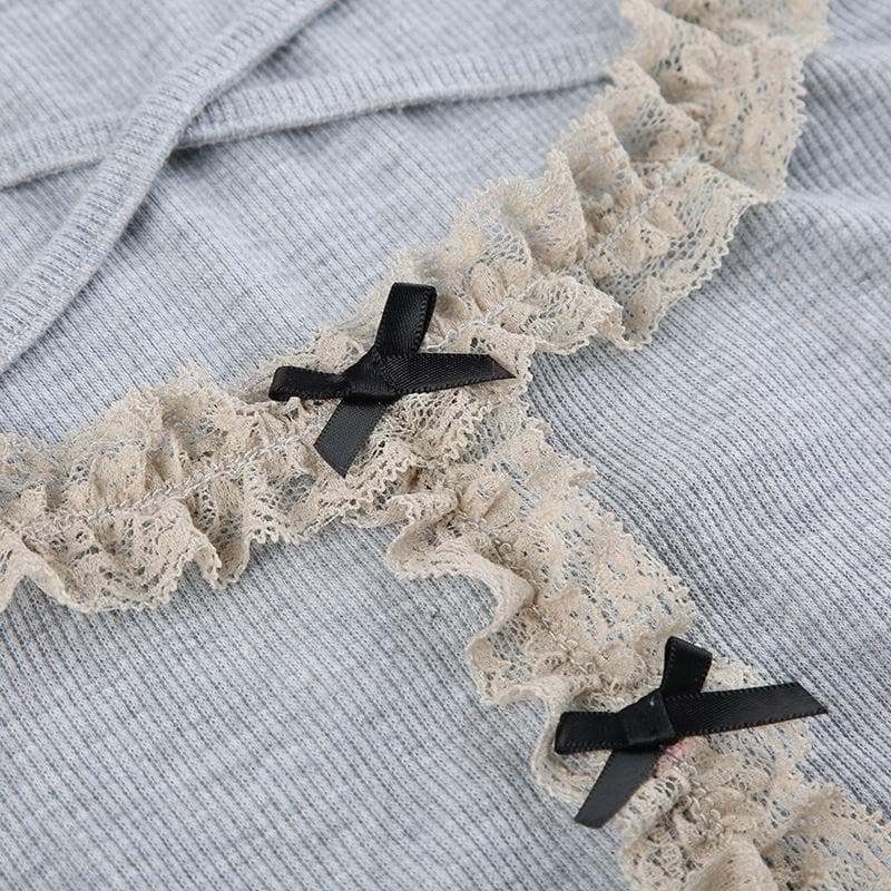 Ruffle solid ribbed contrast long sleeve cross front crop top
